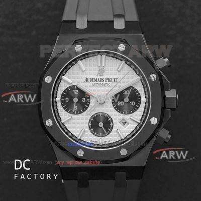 Perfect Replica Audemars Piguet Royal Oak Chronograph White Dial Black Rubber Strap Fake Watch